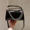 特許革のクロスボディバッグハンドバッグショルダーバッグ厚いチェーンamper zipper hobo shopping women handbag purs