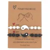 Pendant Necklaces 2Pieces Tai Chi Yin Yang Couple Bracelets Alloy Adjustable Braid Chain Bracelet Matching Lover Rope