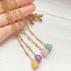 Pendant Necklaces Small Stone Stainless Steel Chains Choker Natural Amethysts Pink Crystal Aventurine Quartz Necklace Femme Girl