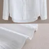 Women's Blouses Shirts Foxmertor 100% Cotton Shirt White Blouse Spring Autumn Blouses Shirts Women Long Sleeve Casual Tops Solid Pocket Blusas #66 230309