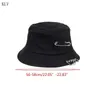 Breda brädhattar unisex harajuku punk bomull personlighet hink hat metall stift oring fast färg bred grim vikbar höfthopp fiskare mössa r230308