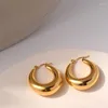 Hoop örhängen aneebayh uttalande rostfritt stål 18k guld färg vattentät metall geometriska kvinnor charm stilfulla smycken bijoux