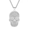Pendant Necklaces QIAMNI Punk Stainless Steel Flower Skull Necklace Gifts Hip Hop Rock Personality Gothic Men's Choker Halloween Jewelry