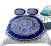 Bedding Sets Bohemia Set Dark Blue Floral Duvet Cover Splashing Ink Bed Ultra Soft Microfiber Lotus Boho