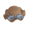 Chapéus 2023 Capéu de palha Pai child tap Pearl Beach Bowknot Steamer Topi Han Edition Small Pure Fresh Fresh Children's