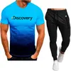 Męskie dresy Discovery Summer okrągłe szyi TshirtTrousers Sports Suit Shortsleeved Polo Shirt Casual 230308