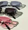 Tint Diamond Cut Rimless Lenses Solglasögon för män Klassiska guldrosa skuggade solglasögon nyanser gafas de sol designers solglasögon uv400 glasögon med låda