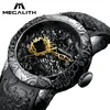 Montres-bracelets Megalith Montres Hommes Mode 3D Sculpture Dragon Quartz Montre Étanche Bracelet En Caoutchouc Grand Cadran Sport Homme Relogio Masculino