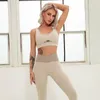 Ensembles actifs Yoga femmes Sexy soutien-gorge en couches découpé sport Wrap V taille Leggings taille haute 2 Pc ensemble pour