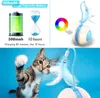 Chat Jouets Boule Interactive avec Oiseau Son Led Lumière Automatique 360 ° Roulement USB Charge Robotique Déplacement pour Intérieur s 230309