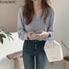 Blouses pour femmes Chemises Printemps Japonais Corée Chic Tops Blusas Femmes Col En V Rétro Vintage Solide Bouton Bouton Bouton Chemises 230309