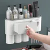 Toothbrush Holders Creative Rack Free Punching Mouthwash Brushing Cup Wall Hanging Bathroom Storage Automatic Toothpaste Squeezing Devic 230308