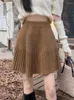 Spódnice ezgaga seksowna plisowana spódnica kobieta wysoka talia solidna szczupła rozciągająca patchworka zimowa wiosna moda na dzianiny