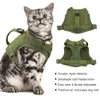 Colliers de chat laisse harnais tactique militaire harnais de gilet de chiot en nylon avec poignée réglable pour petits chiens formation d'animaux de compagnie marche 230309