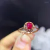 Klusterringar Ruby Gemstone Ring for Women Jewelry Natural Gem Real 925 Silver Gold Plated Birthday Party Gift Birthstone