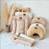 Pillows born Baby Breastfeeding Pillow Embroidered Cute Bear Cotton Moon Cylinder Cushion Removable Washable Long Pillows for Kids 230309