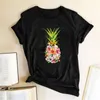 Magliette da donna Abiti estivi Donna Top Divertente Ananas Stampa Camicia da donna Manica corta Casual Femme T-shirt Maglietta allentata per