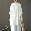 Etnik Giyim Şangay Hikayesi Kadınlar Çin tarzı pamuk keten Cheongsam Katı Qipao Tang Takım Elbise Bahar İçin