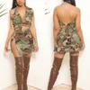 Womens Designer Clothing 2023 Camouflage Skirt And Vest Summer New Fashion Full Open Dress