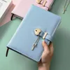 Notepads A5 Pink Password Book with Lock Notebook Thickened Notepad Creative Heart-shaped Cute Girls Love Lock Diary 230309