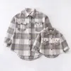 Familjsmatchande kläder Girlymax Fall Winter Long Sleeve Baby Girls Mommy Me Flanell Plaid Jacket Shacket Clothes Children Top Boutique Kids Clothing 230308