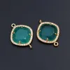 Anhänger Halsketten 10 stücke Trendy Facettierte Quadrat Stein Doppel Loch Anschlüsse CZ Gepflasterte Farbe Jade Charms Für DIY Ohrringe Machenanhänger