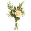 الزهور الزخرفية 1pc الأوكالبتوس روز بوكيه زهرة الاصطناعية الزهرة الزواج الزفاف الزفاف