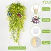 Decorative Flowers 80cm Artificial Plants Wall Hanging Mounted Led Simulation Plastic Leaves With Grass Basket Butterfly Wedding Party