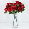 Dekoracyjne kwiaty wieńce 10 głów rose bukiet czerwony różowy biały jedwabny sztuczny sztuczny do dekoracji ślubnej bukiety domowe