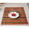 Tischdecke 2023, Ethnischer Stil, markante Baumwoll-Leinen-Matte, farbige geometrische Streifen, zweilagiges, rechteckiges, rutschfestes, isolierendes Tischset