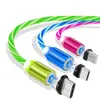 3.3ft /6ft 3A LED Glow Flowing Magnetic Charger Cables Micro type c cable Samsung Android Luminous Magnet Charging Wire with OPP bag