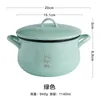 Bowls Candy-colored Cute Ceramic Double-ear Instant Noodle Bowl With Lid Soup Salad Small Pot Ramen