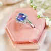 Cluster ringen Luxyimagic Nano Tanzanite edelstenen ring voor vrouwen Solid 925 Sterling Silver Koreaanse trendy neef Betrokkenheid Bruiloft Sieraden