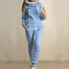 Women's Two Piece Pants Winter Fleece Suit For Ladies Casual Tracksuit Warm Clothing Hooded Pullover Top And Sets Comfort Sports Outfits