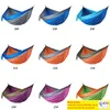 44 Colors Nylon Hammock With Rope Carabiner Outdoor Parachute Cloth Hammock Foldable Field Camping Swing Hanging Bed BC