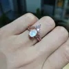 Bagues de cluster Vente de haute qualité 925 Sterling Silver Ovale 6x8mm Naturel Blue Moonstone Bague Ensembles pour femmes Cadeau