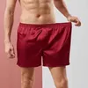 Underbyxor mode män satin siden boxare trosor solida boxershorts stammar man lounge underkläder elastiska sömn shorts mjuka pyjamas nattkläder