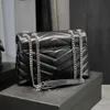 Горячая черная роскошная сумочка сумка для плеча Loulou Подличная кожаная дизайнерская дизайнер по кроссты дамы металлическая цепь мешки для сети мессенджеров женщины