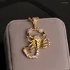 Pendant Necklaces Promotion Men's Hip Hop Gold Plated Jewelry Iced Out CZ Insect Charms Scorpion Necklace