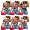 Wholesale Womens Short Sleeve T-shirt 2023 Summer Designer Fashion Graffiti Print Cardigan Tassel Crop Tops