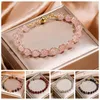 Strand Blessing Amulet Lucky Natural Tourmaline Bracelet Bead Wristbands Strawberry Crystal Bangle Beads