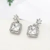 Square CZ Diamond Pendant Stud Earrings for Pandora 925 Sterling Silver Wedding Party Jewelry For Women Girlfriend Gift designer Earring Set with Original Box