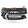 Bedelarmbanden wangaiyao2023 vintage heren armband lederen anker vishaak hand touw marine stijl handgeweven paar