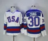 Custom 1980 Man Retro USA Jerseys de hockey sur glace 17