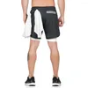 Fitnessstudio-Bekleidung Herren-Körpertraining 2-in-1-Shorts Workout Laufen 7" kurz mit Handtuchschlaufe D40t