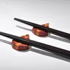 Japansk stil trästativ hållare bladform pinnar vila rack konst hantverk pinnar hållare sn5171
