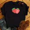 Kvinnors t-skjortor roliga jordgubbar ananas mönster kvinnors topp t-shirt söt frukt avslappnad