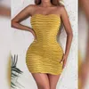 Vestidos casuais Mini vestido sem alças mulheres sexy sem mangas, encobrimento cascata, embrulhar o corpo de verão sem nas costas, senhoras de festas