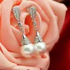 Charm Romantic Jewelry 925 Silver Needle Waterdrop Natural Pearl CZ Crystal d Earrings For Women Promise Wedding Gift Pendientes L230309