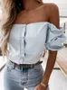 Женские блузкие рубашки летняя модная шейная шейка с плеч